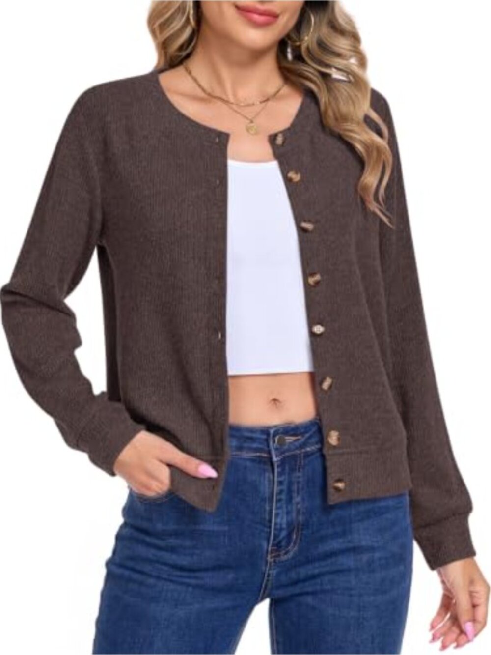 Womens Lightweight Long Sleeve Cardigan Open Front Sweater